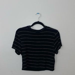 Black And White Striped Croptop